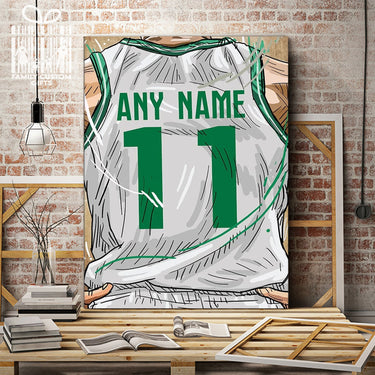 Boston Celtics Jersey Custom Canvas Print Wall Art for Boy Girl Men Women Basketball Personalized Canvas Art